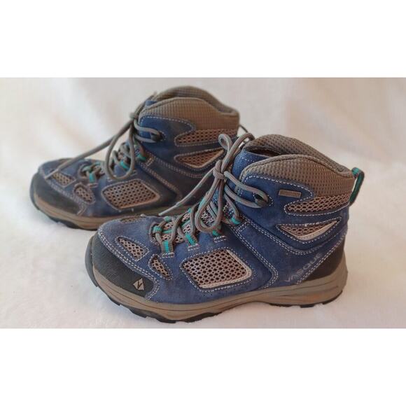 Vasque Breeze Hiking Boots Youth Kids 4 EU 35 Gray/Blue Leather 7207 Mid Ankle - Picture 3 of 7